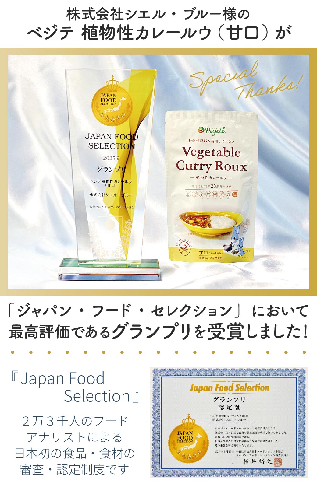 グルテンフリー 植物性カレールー  ベジテ　甘口【メール便対応】